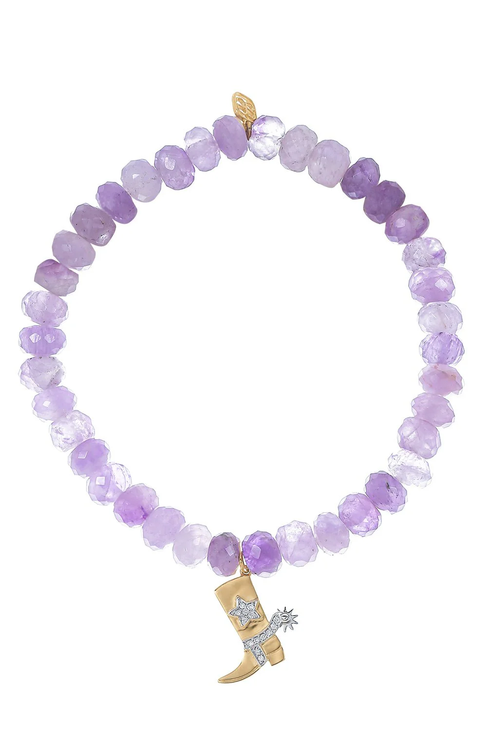 Cowboy Boot Amethyst Charm Bracelet