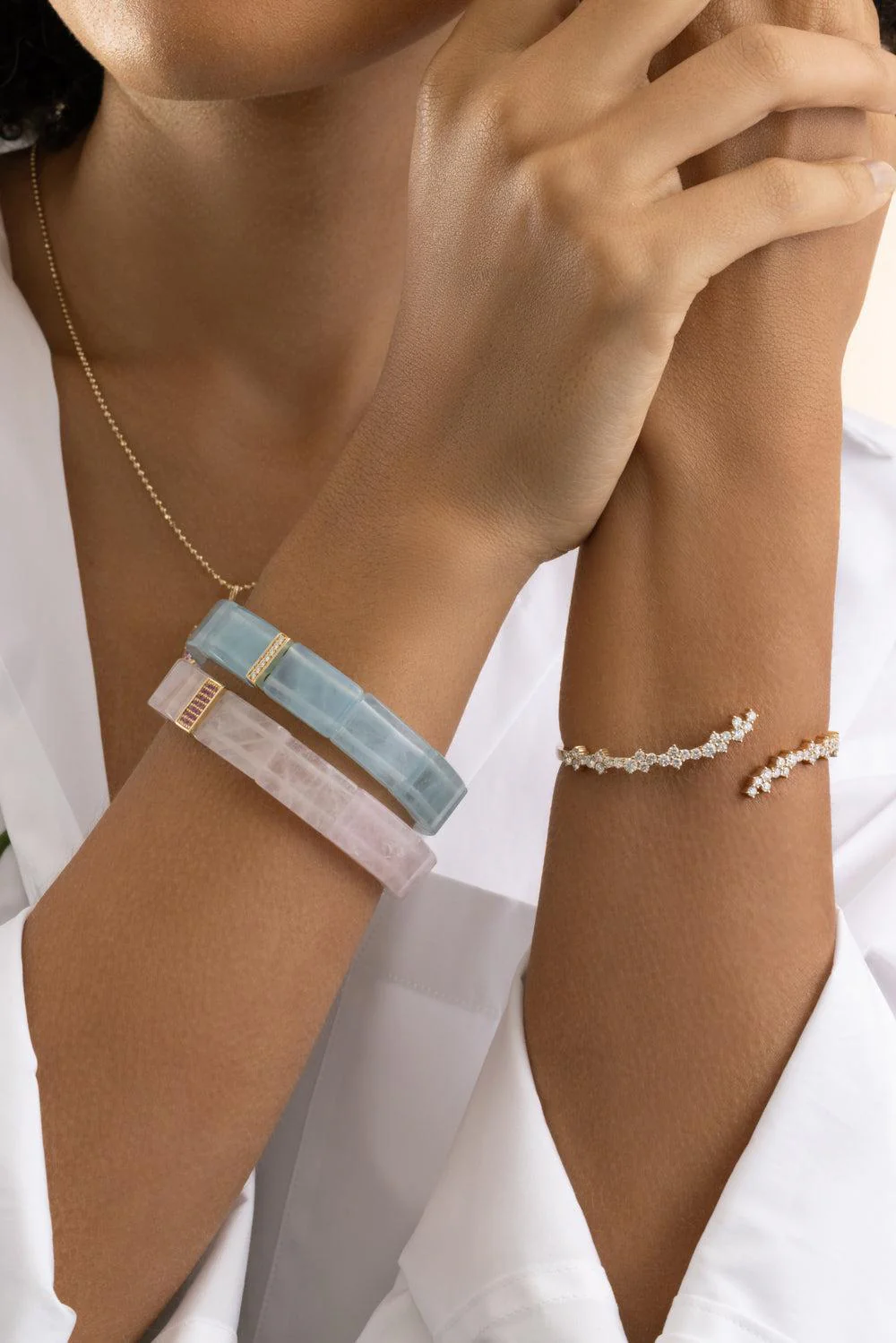 Diamond Aquamarine Single Row Bracelet - Image 2
