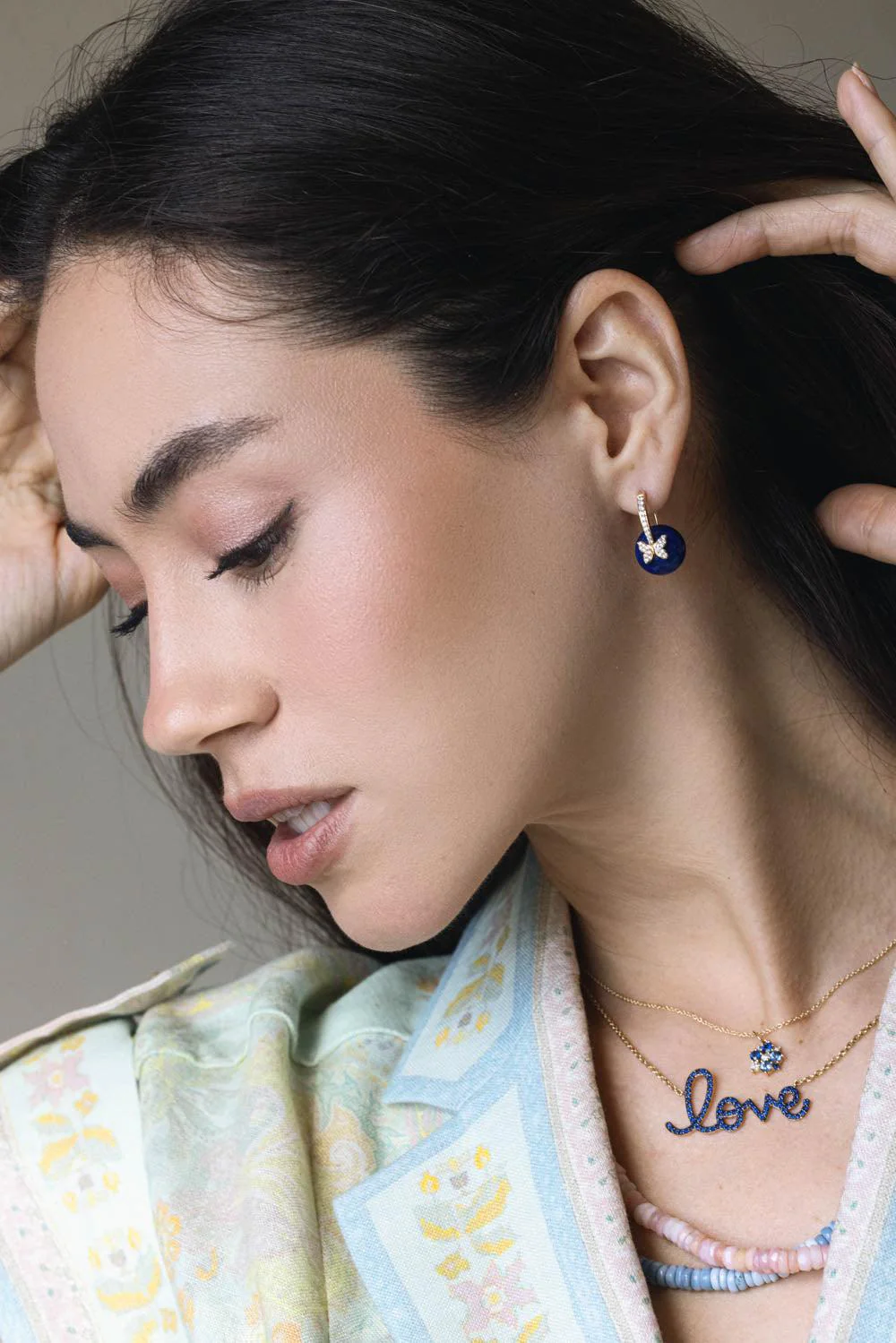 Diamond Butterfly Lapis Earrings - Image 2