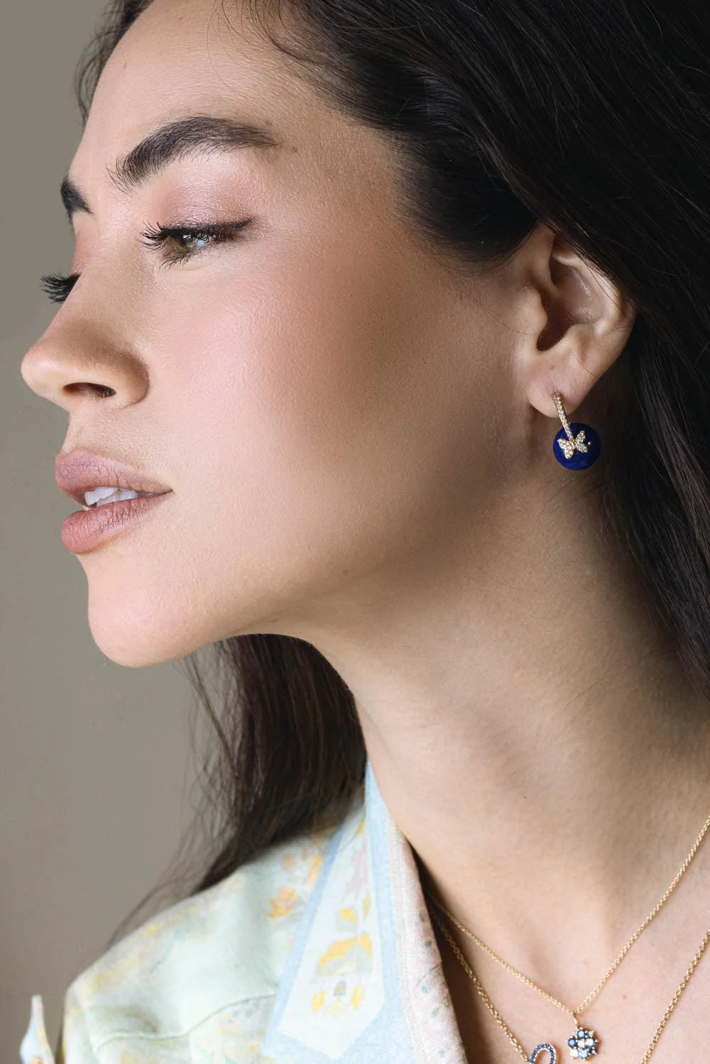 Diamond Butterfly Lapis Earrings - Image 4