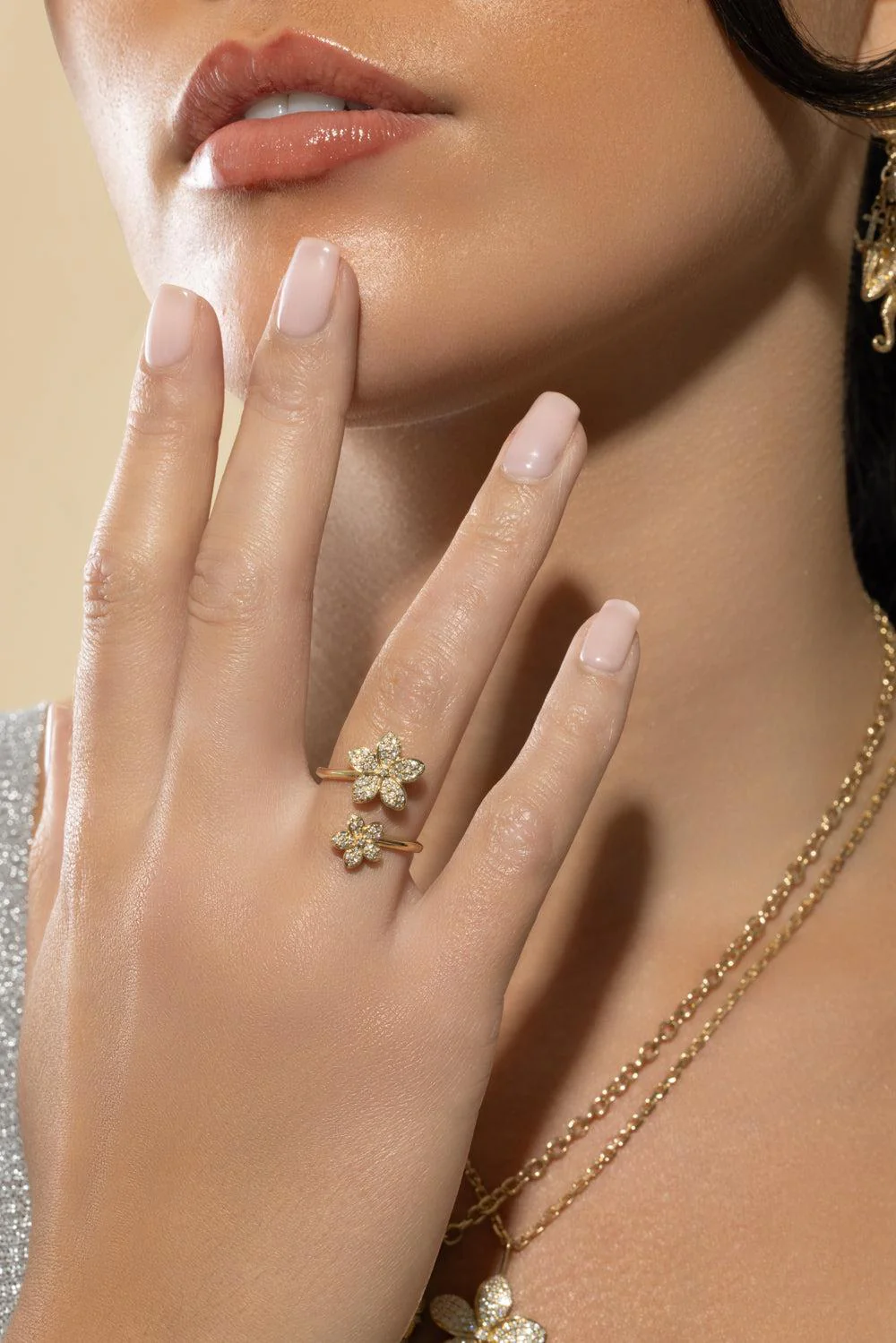 Diamond Plumeria Wrap Ring - Image 2