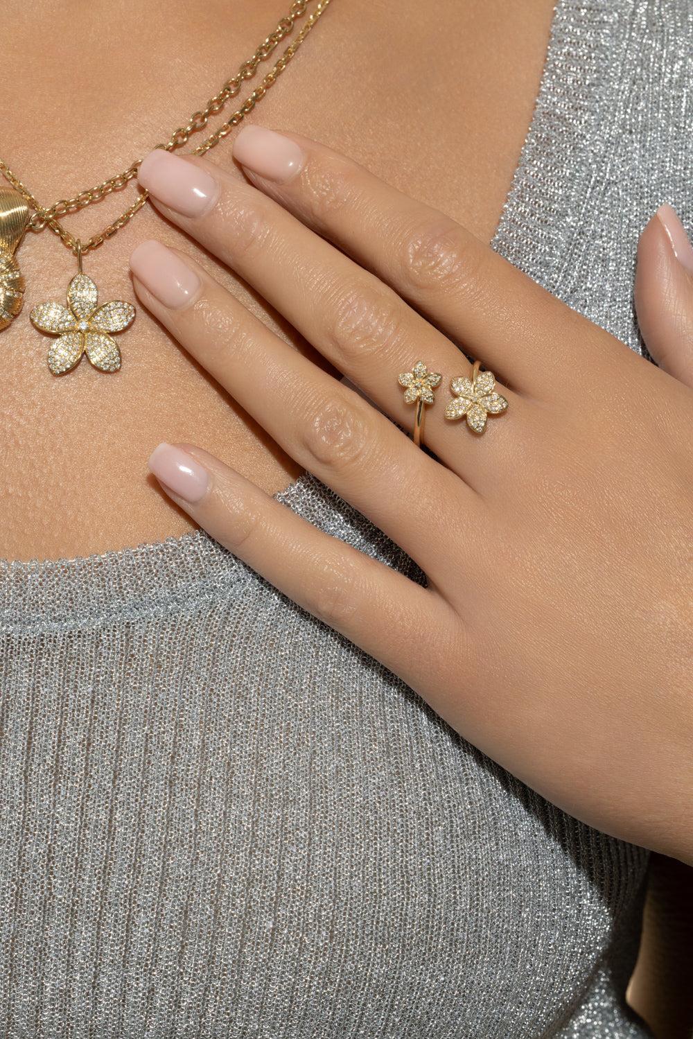 Diamond Plumeria Wrap Ring - Image 3