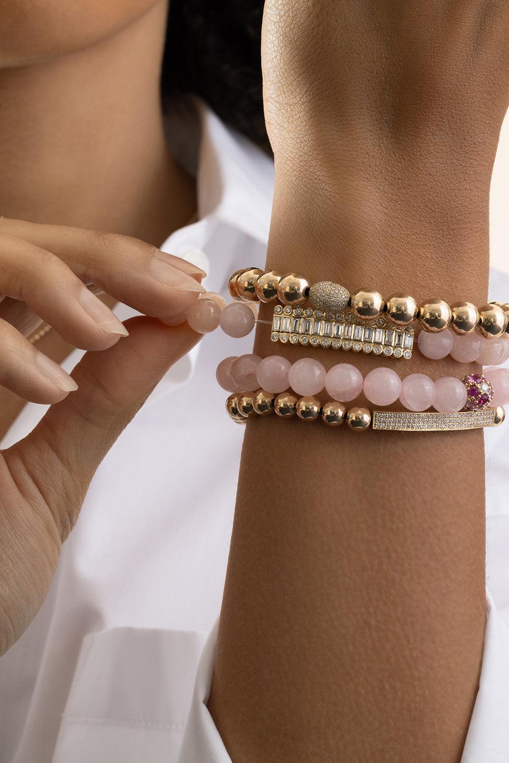 Diamond Round Bar Morganite Bracelet - Image 4