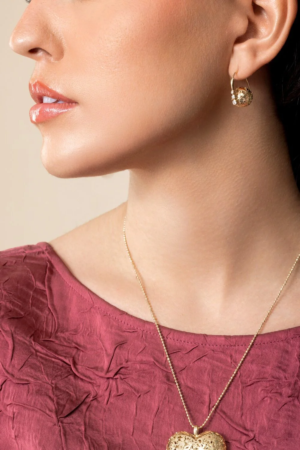 Diamond Three Bead Wallpaper Earrings - Image 2