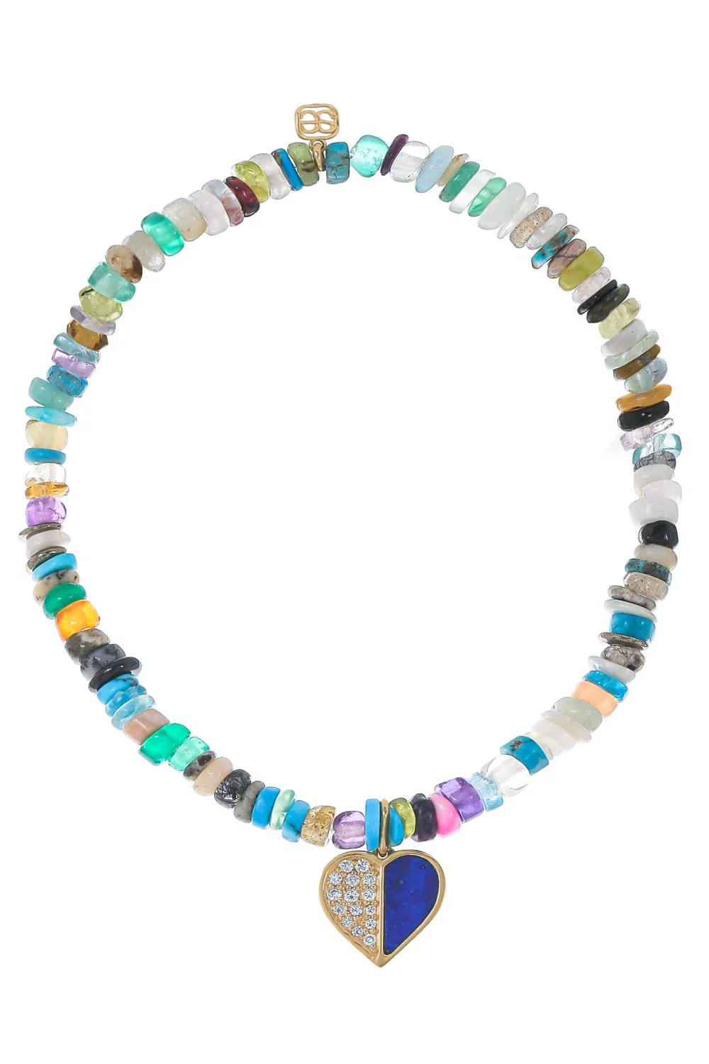 Enamel Heart Heishi Charm Bracelet