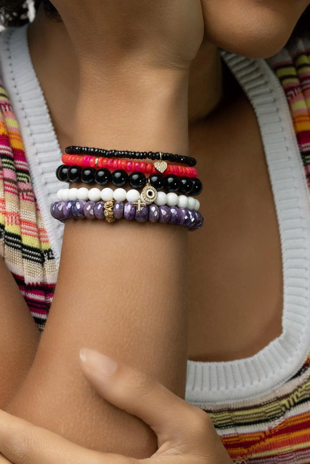 Eternity Heart Rondelle Amethyst Bracelet - Image 2