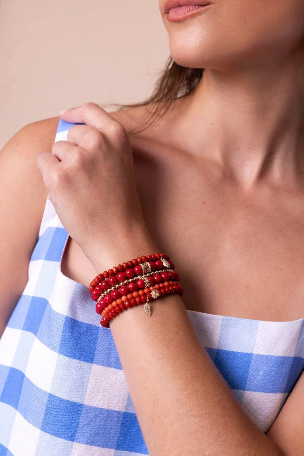 Evil Eye Rondelle Bamboo Bracelet - Image 2