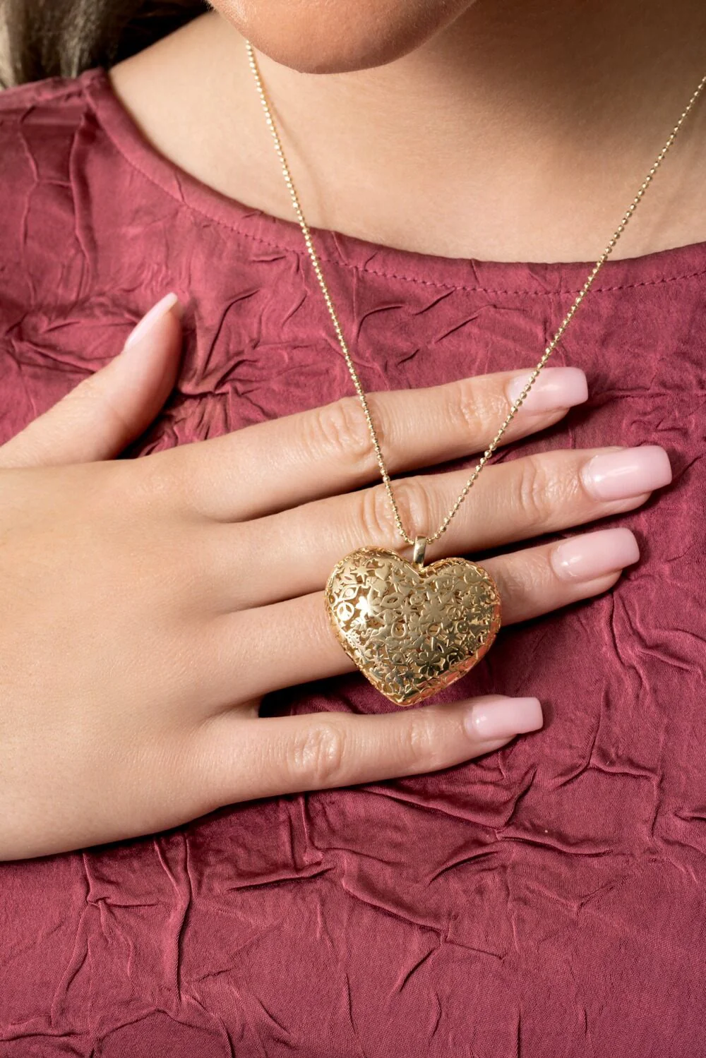 Extra Large Puffy Heart Icon Pendant Necklace - Image 2
