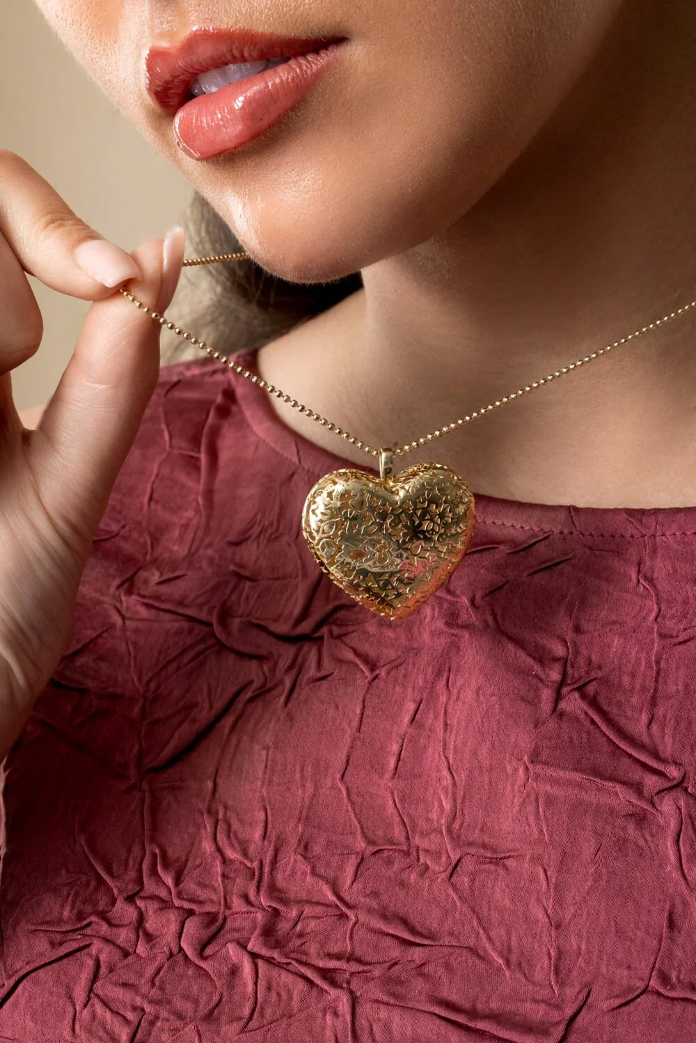 Extra Large Puffy Heart Icon Pendant Necklace - Image 3