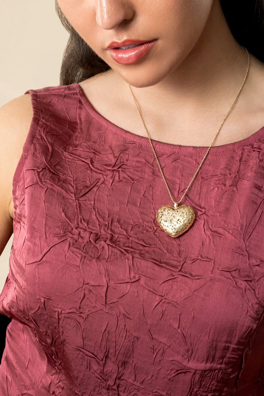 Extra Large Puffy Heart Icon Pendant Necklace - Image 4