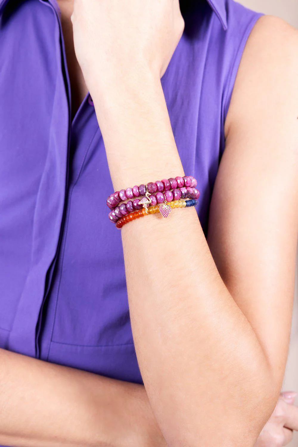 Flamingo Red Moonstone Charm Bracelet - Image 4