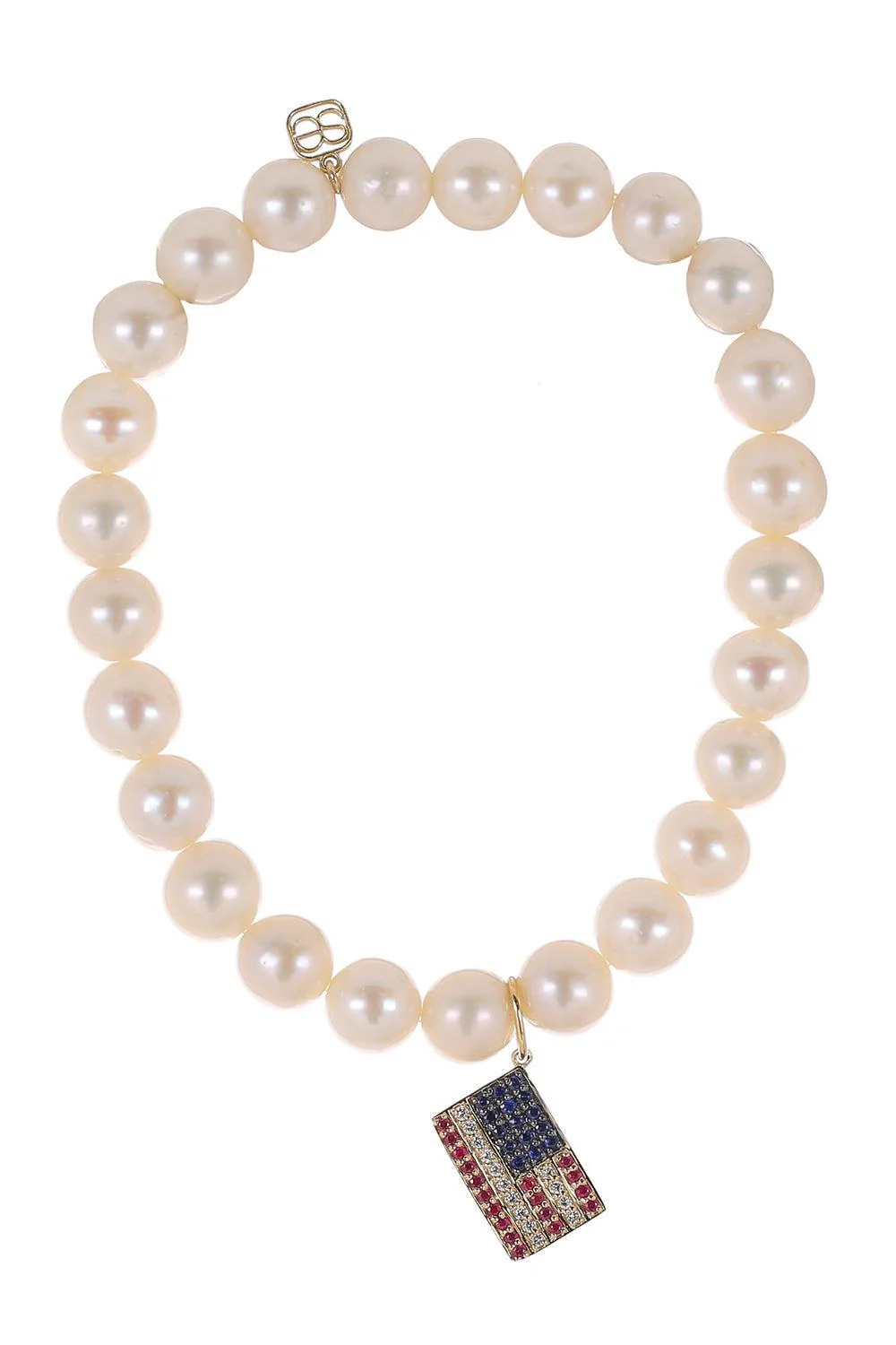 Freshwater Pearl American Flag Charm Bracelet