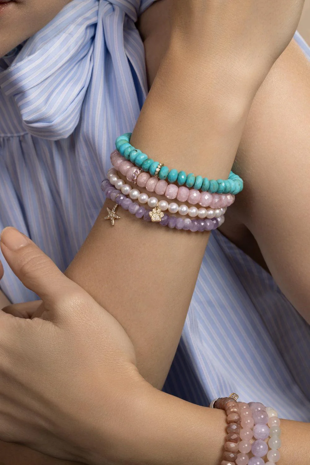 Freshwater Pearl Small Paw Charm Bracelet