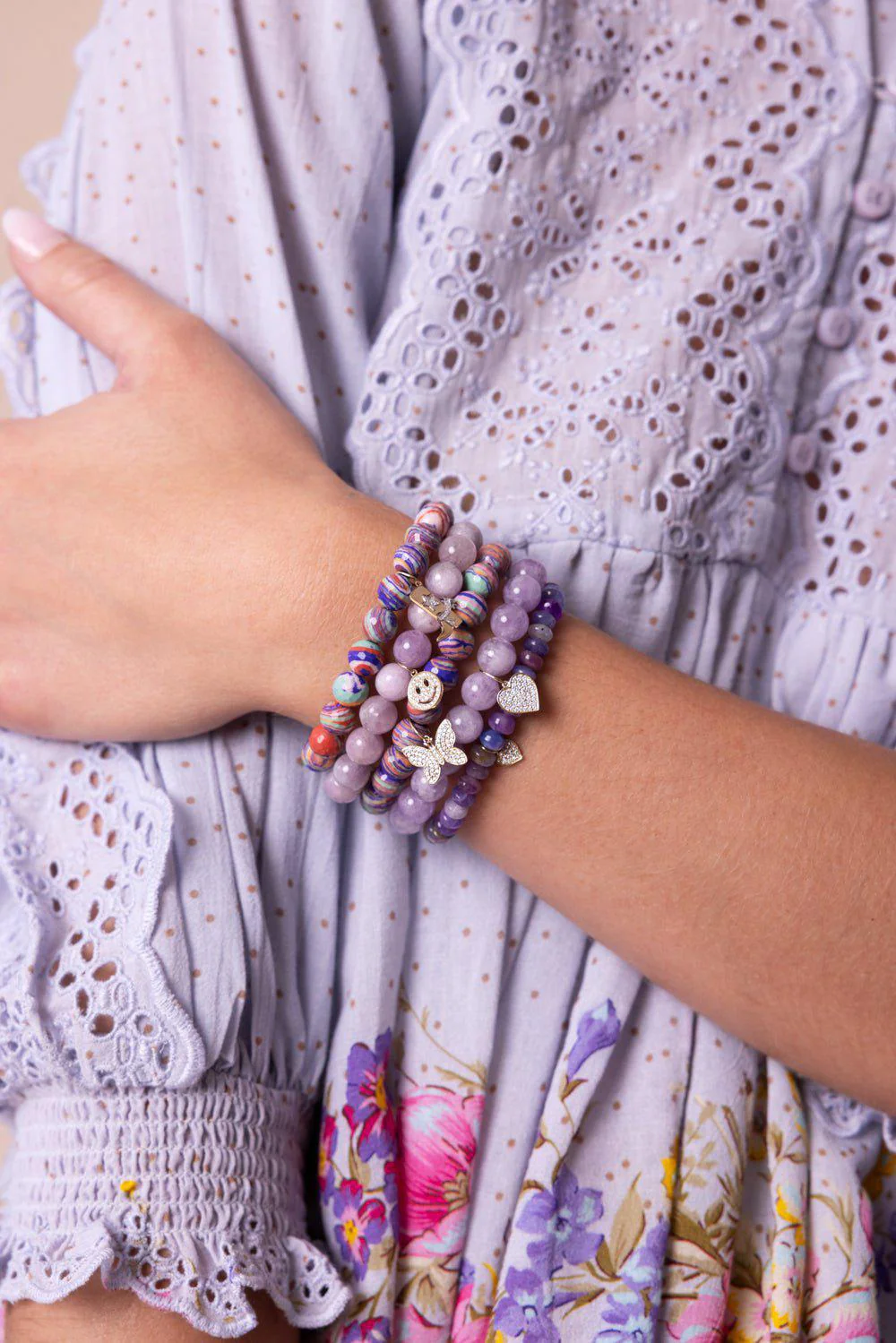 Happy Face Kunzite Charm Bracelet - Image 4