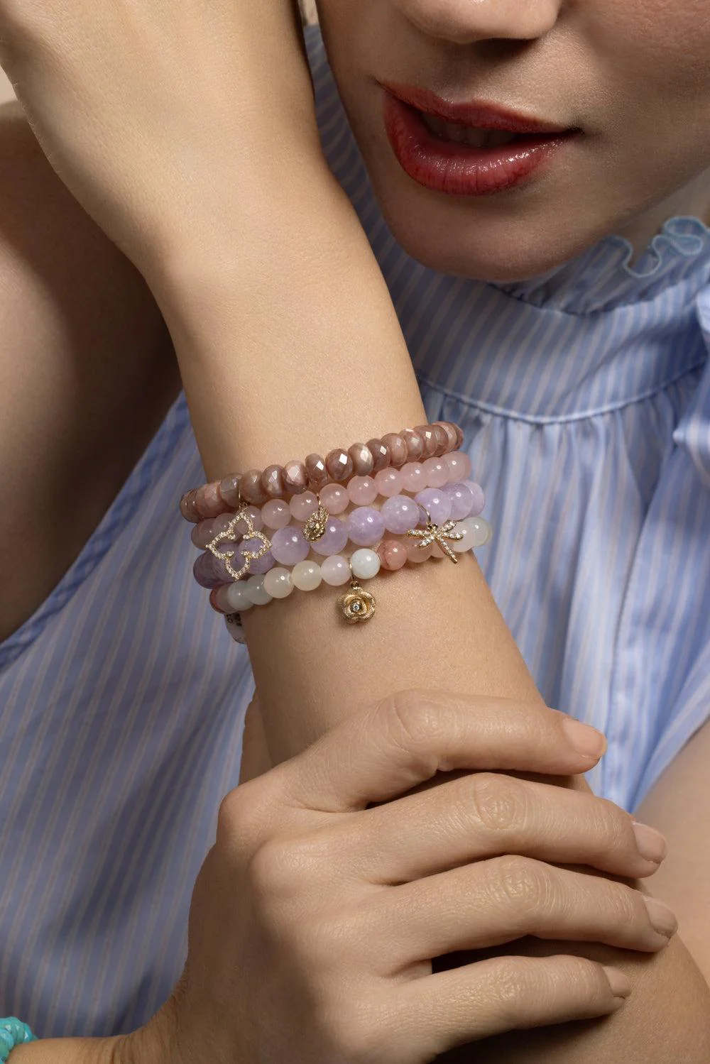Lavender Amethyst Dragonfly Charm Bracelet - Image 3