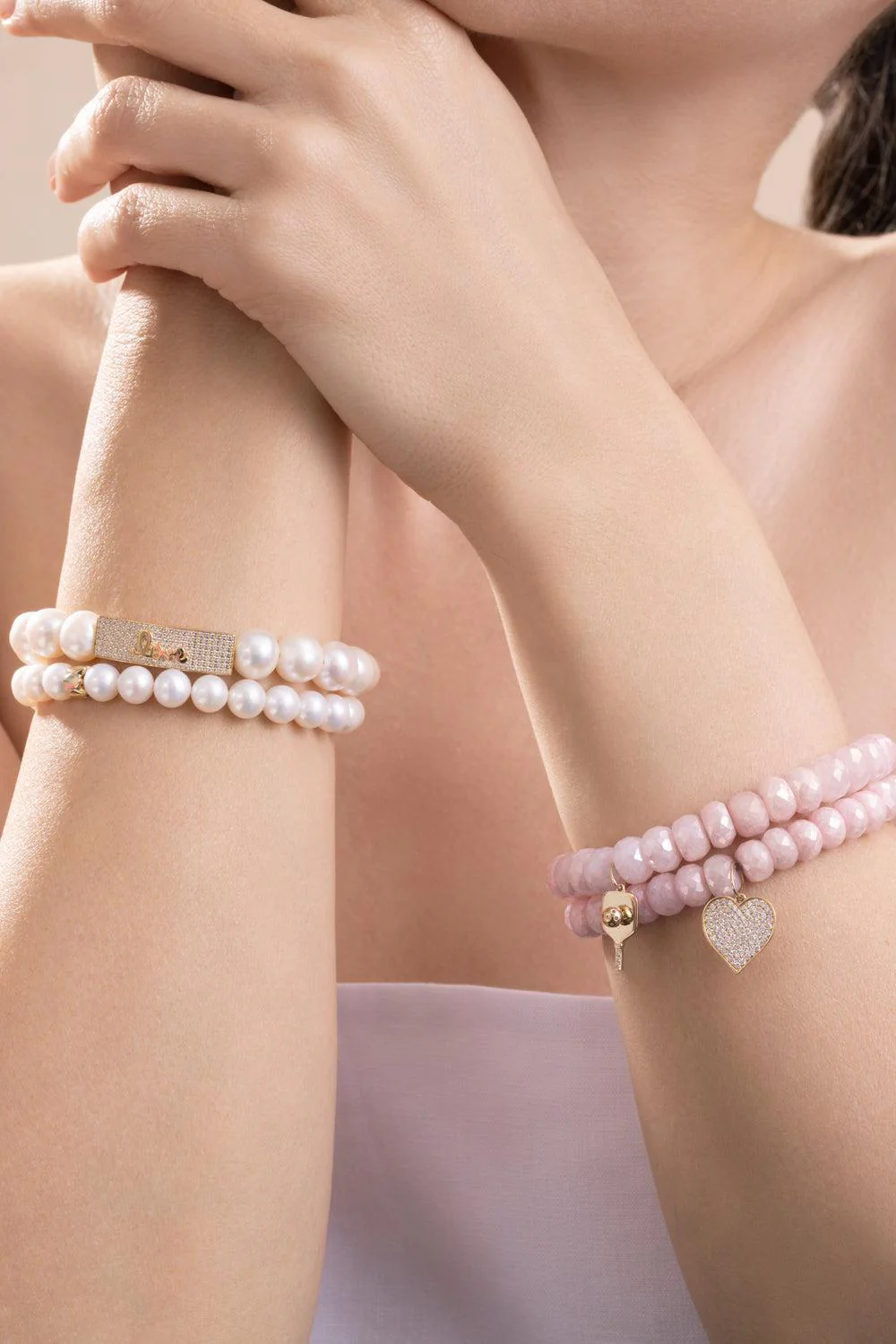 Love Script Pearl Charm Bracelet - Image 2
