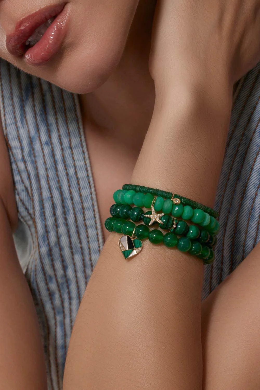 Malachite Rondelle Bead Bracelet - Image 3