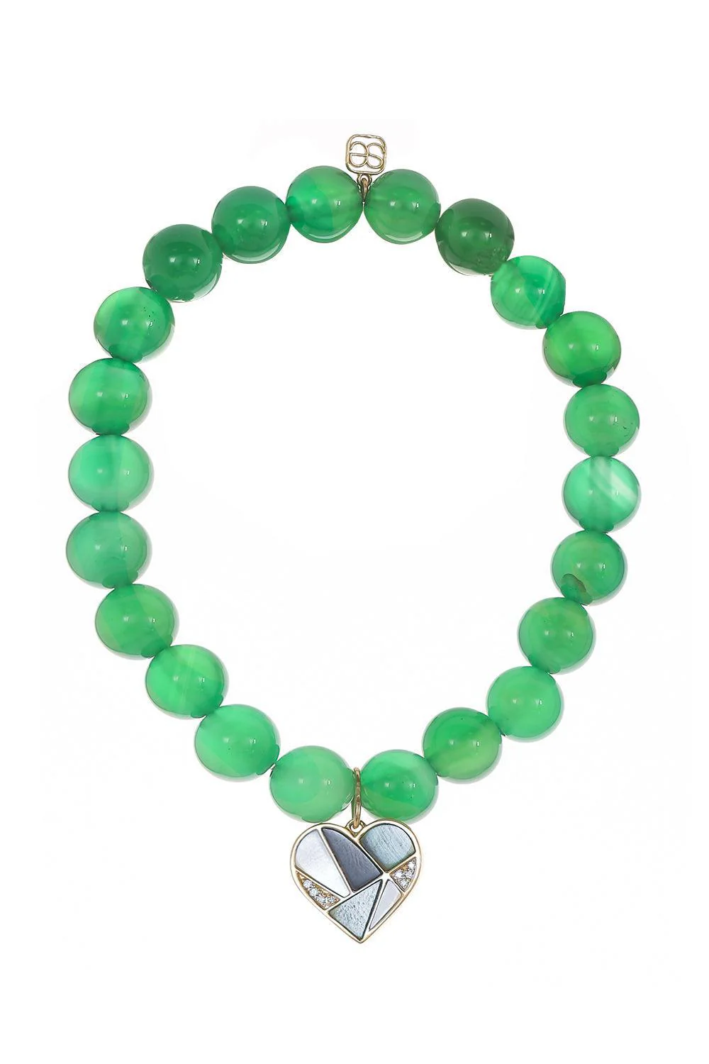 Mosaic Heart Green Onyx Charm Bracelet