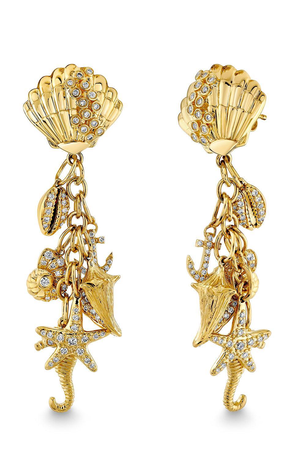 Multi Sea Life Clam Shell Earrings
