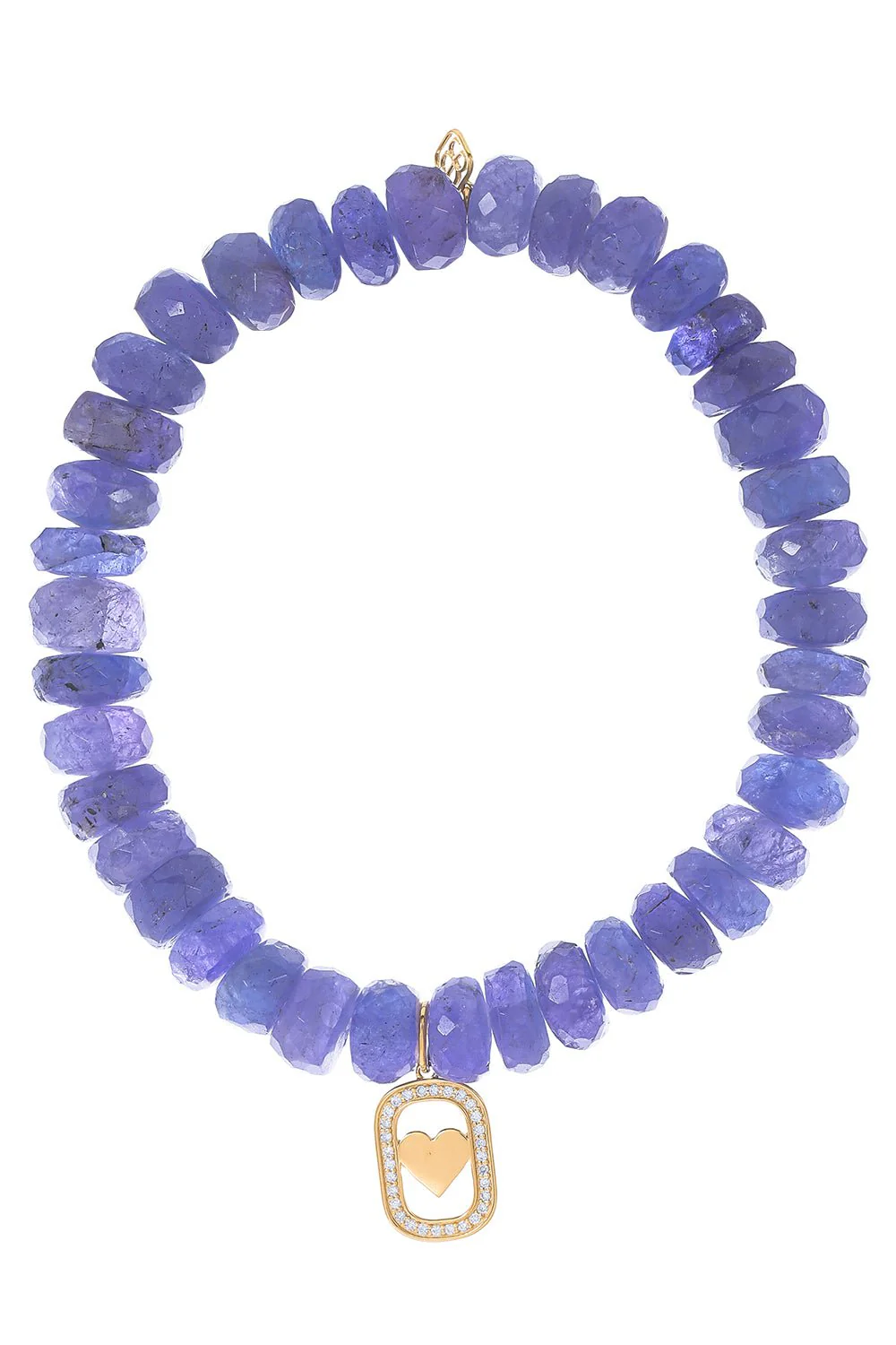 Open Heart Icon Tanzanite Charm Bracelet