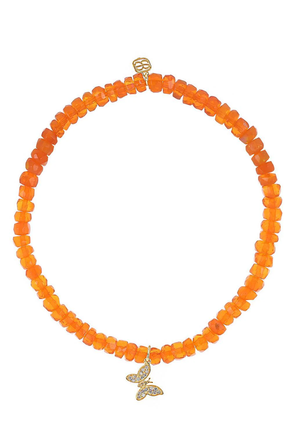 Orange Opal Tiny Butterfly Charm Bracelet