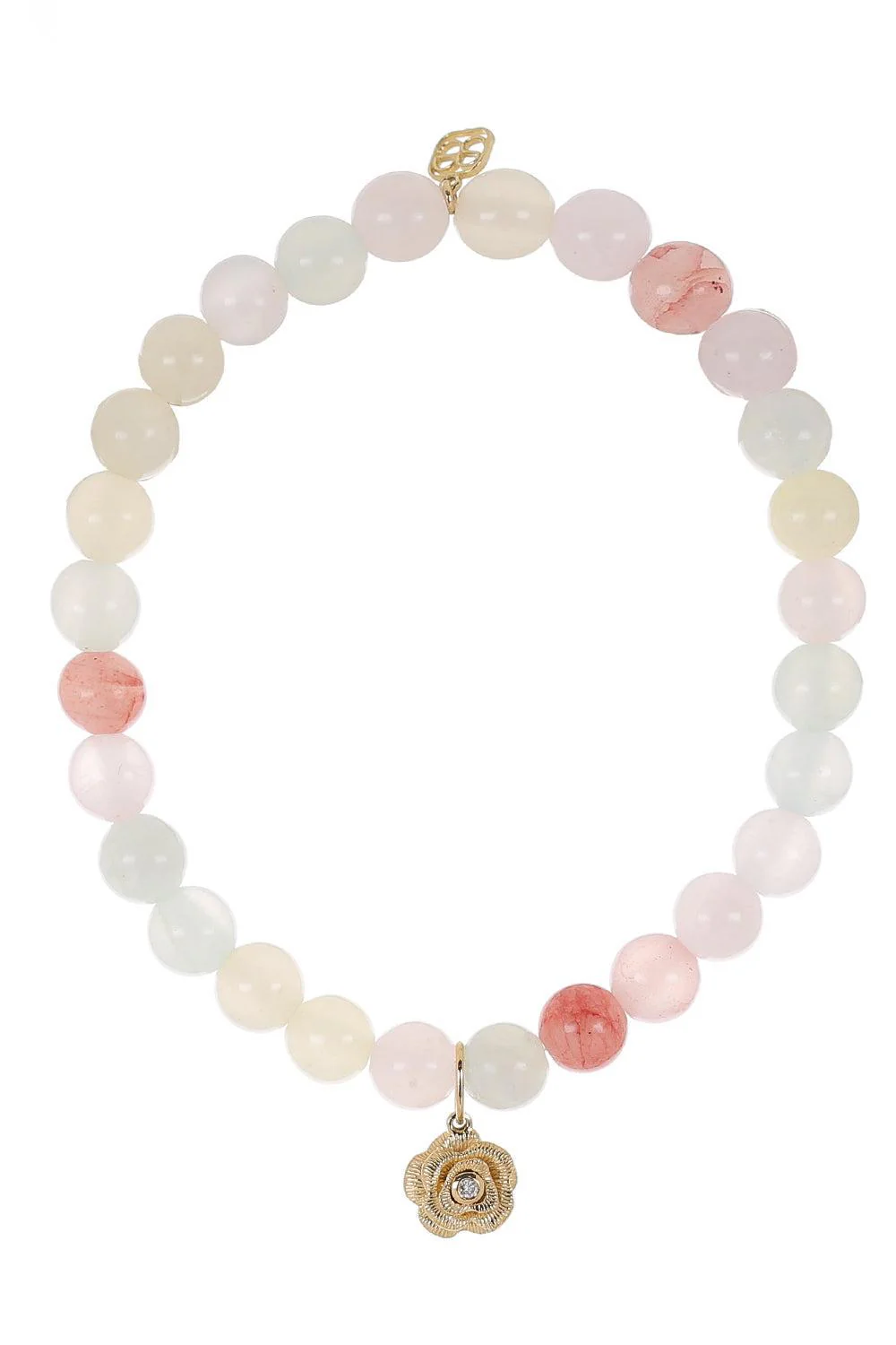 Pastel Jade Bezel Rose Charm Bracelet