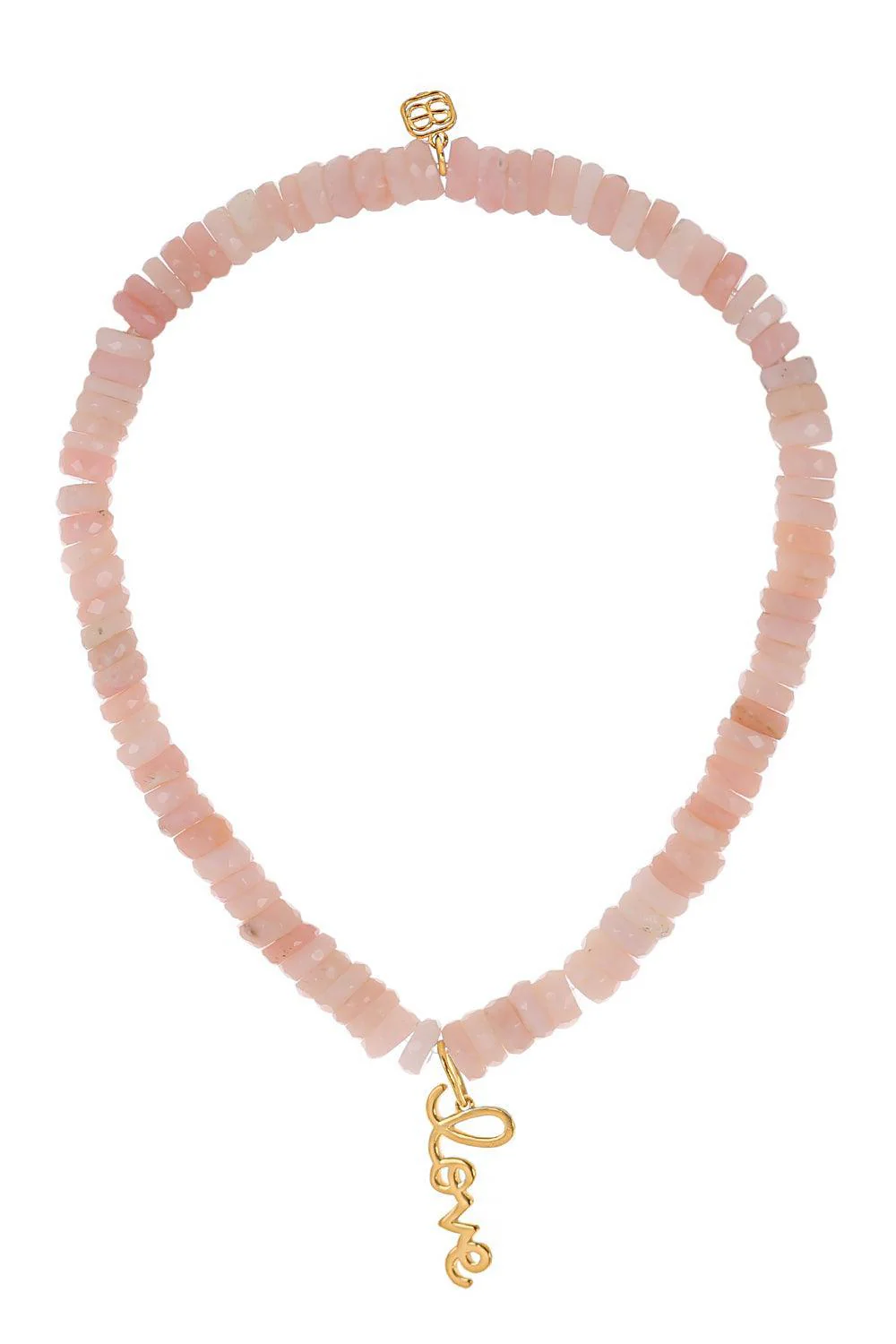 Pink Opal Heishi Mini Love Charm Bracelet