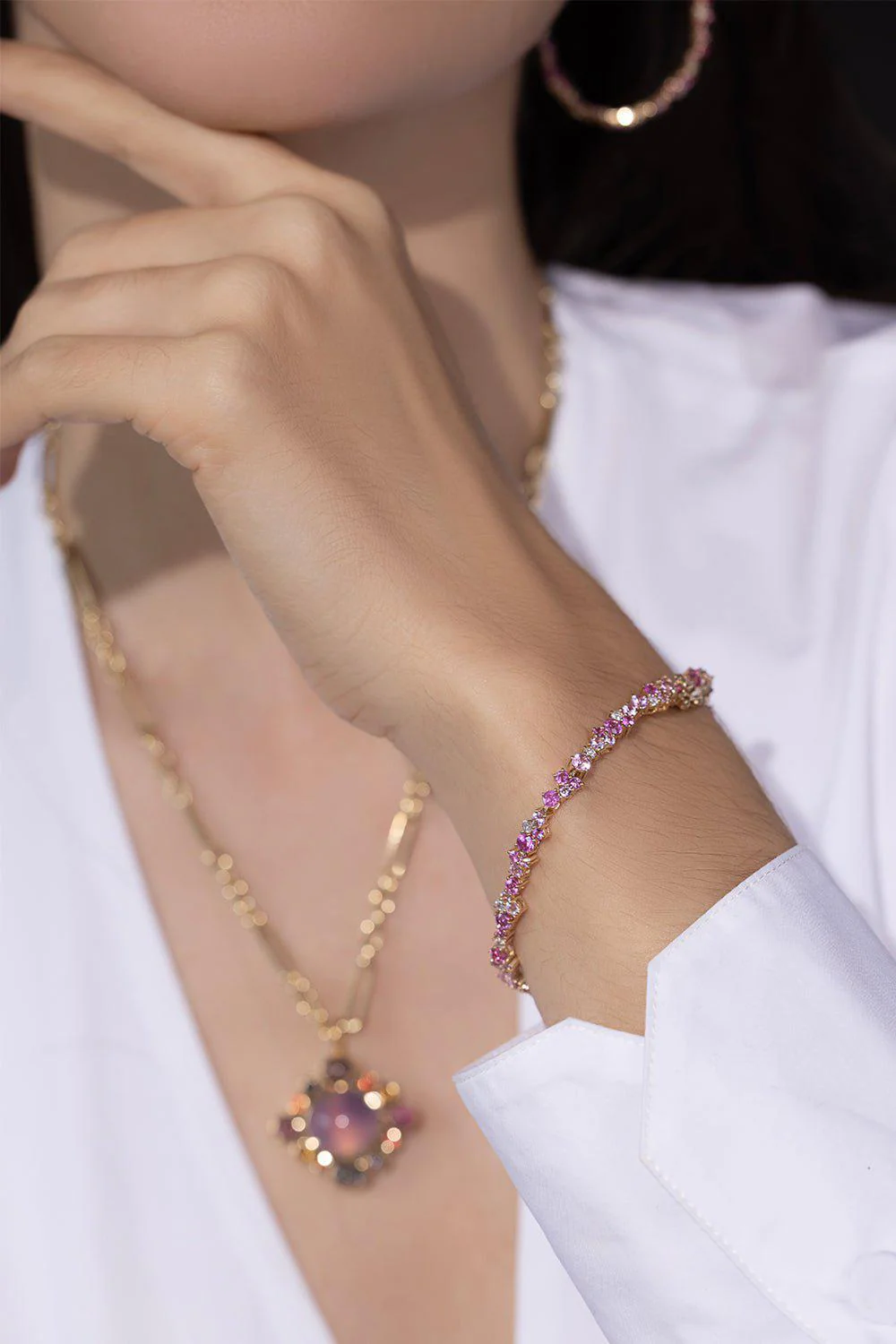 Pink Sapphire Cocktail Tennis Bracelet - Image 2