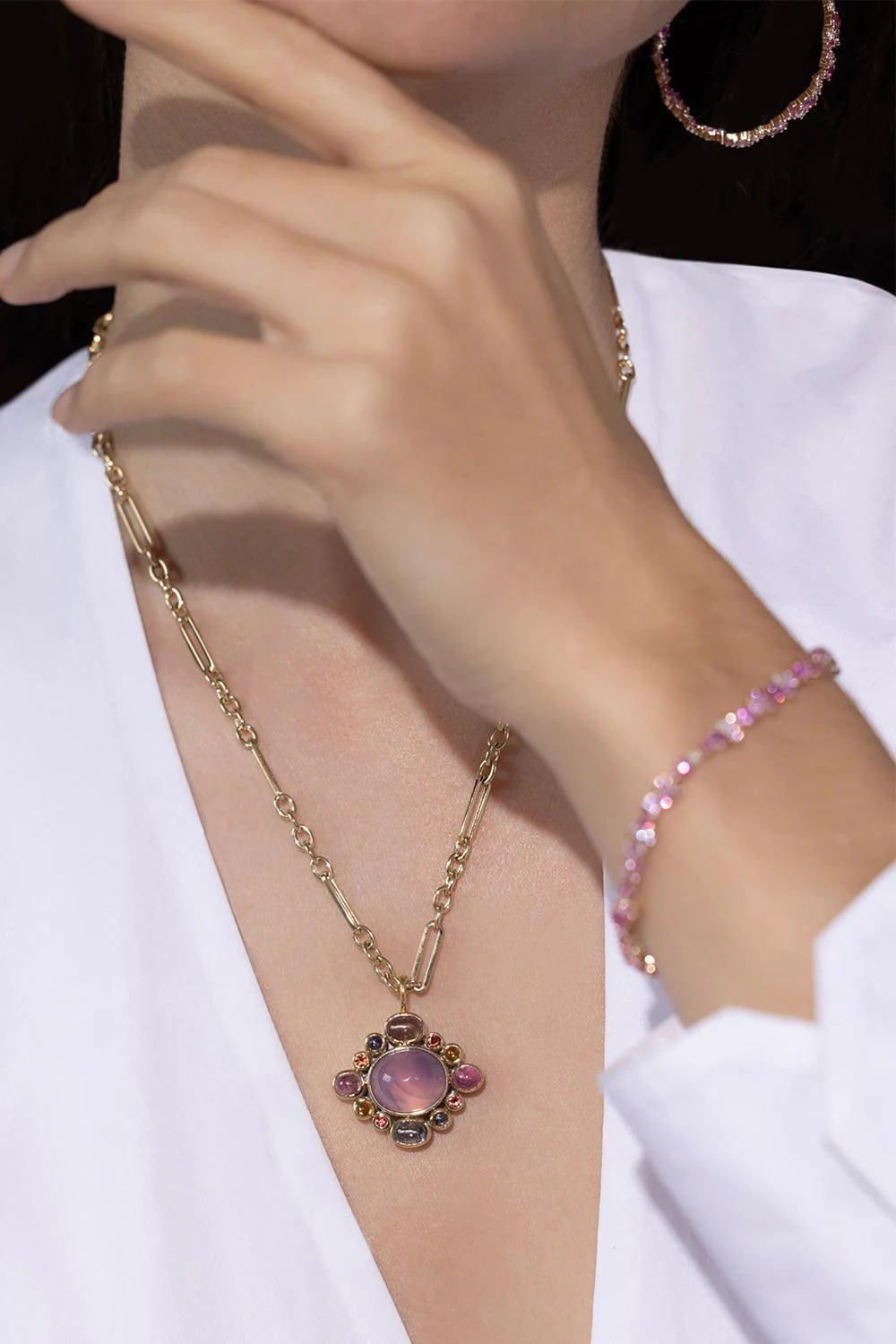 Pink Sapphire Cocktail Tennis Bracelet - Image 3
