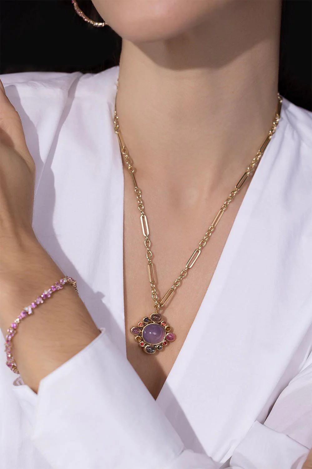 Pink Sapphire Cocktail Tennis Bracelet - Image 4