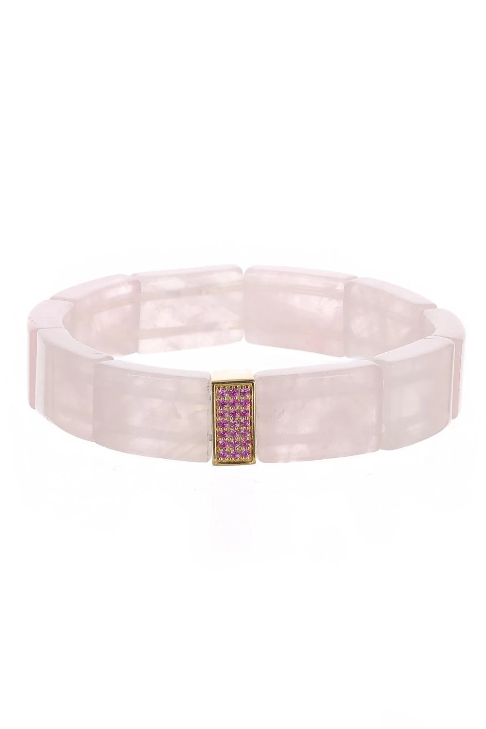 Pink Sapphire Three Row Rose Quartz Bracelet