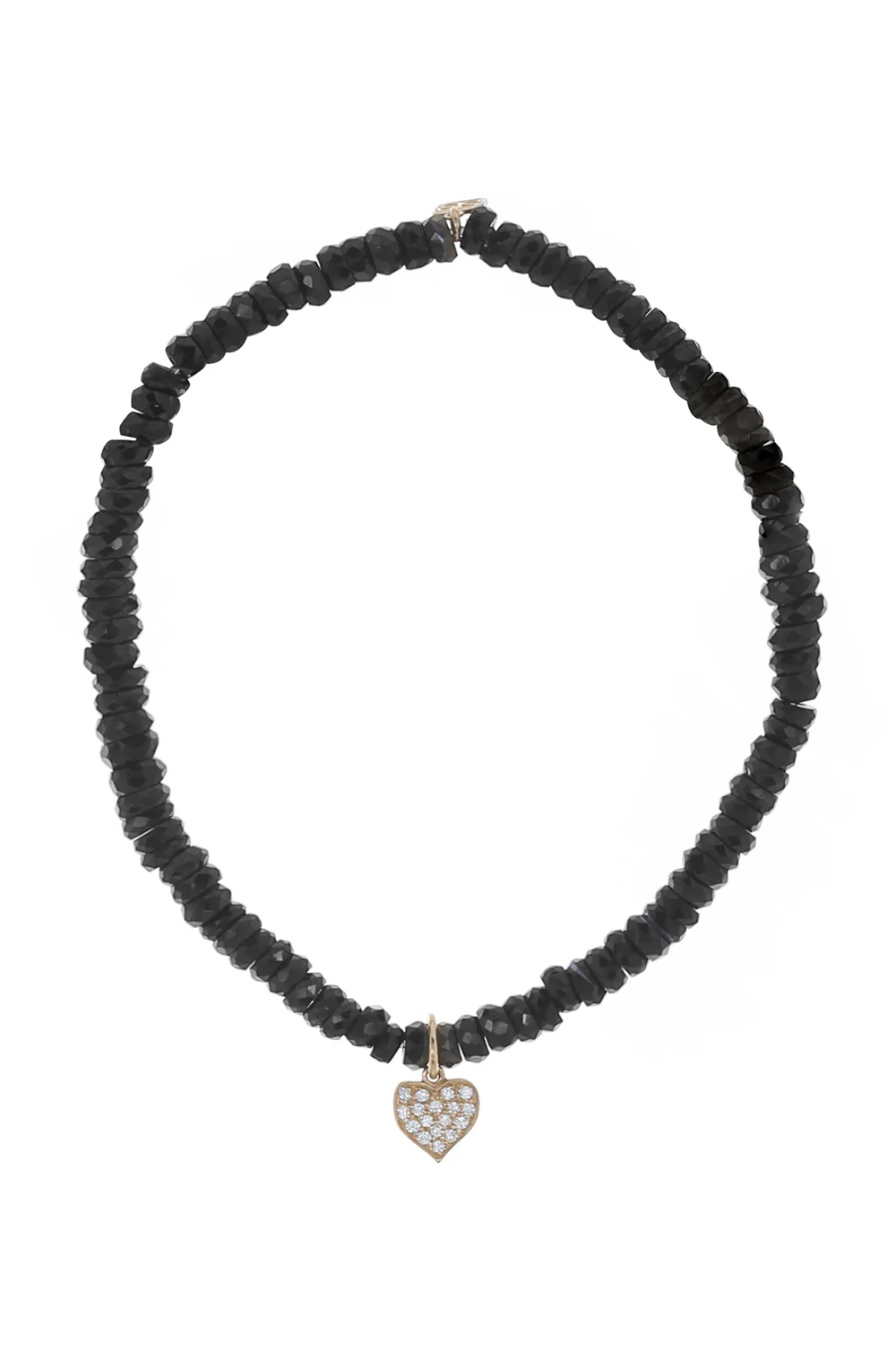 Playing Card Heart Black Spinel Charm Bracelet