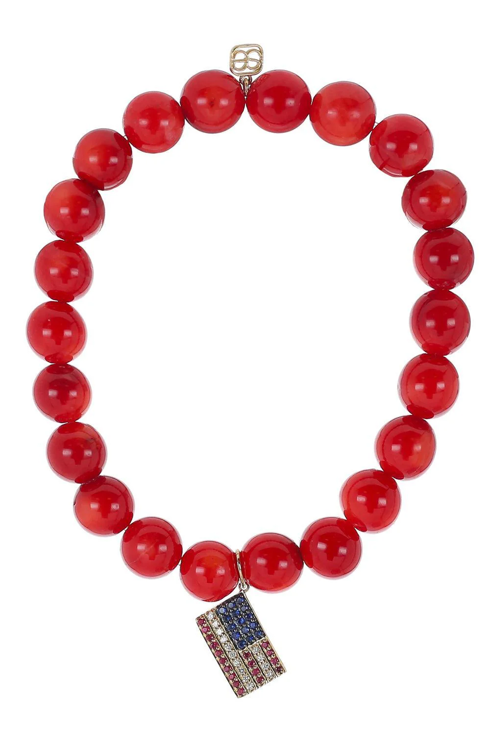 Red Bamboo American Flag Charm Bracelet