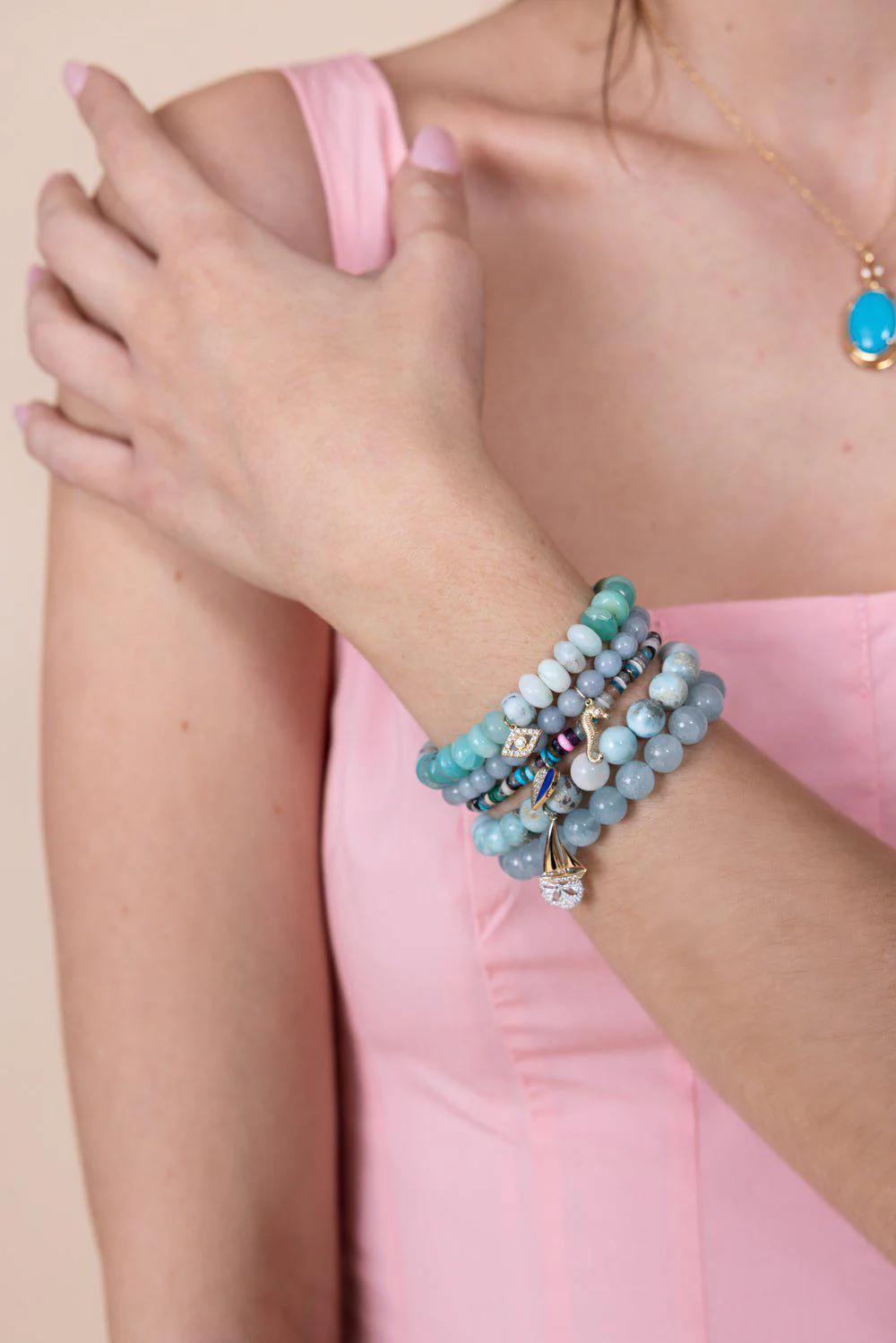 Seahorse Aquamarine Charm Bracelet - Image 4