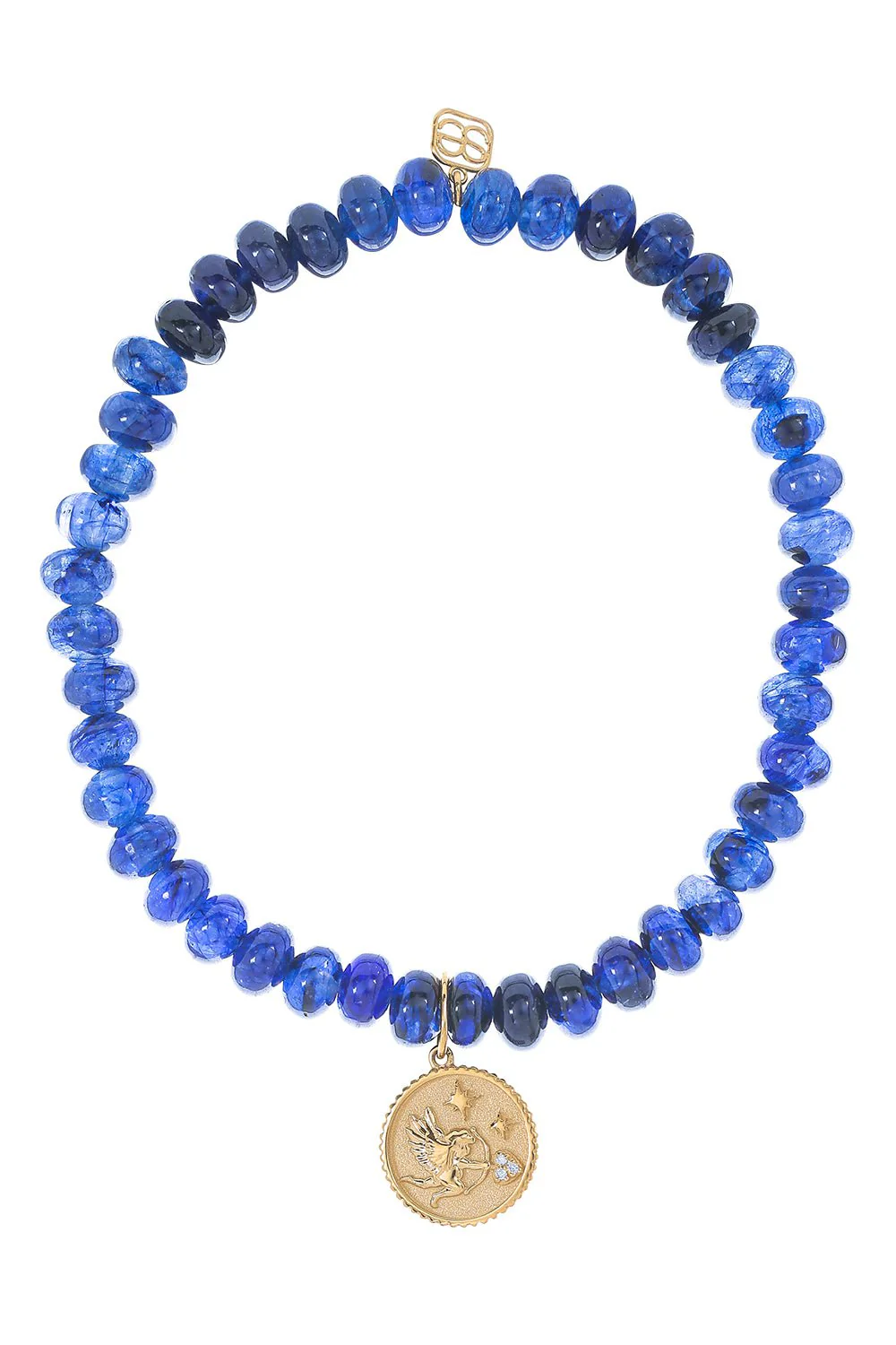 Shooting Cherub Coin Sapphire Charm Bracelet