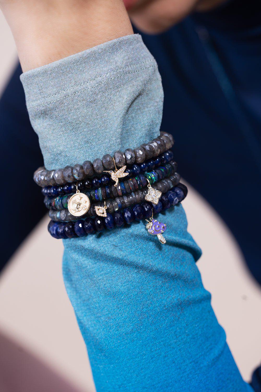 Shooting Cherub Coin Sapphire Charm Bracelet - Image 2