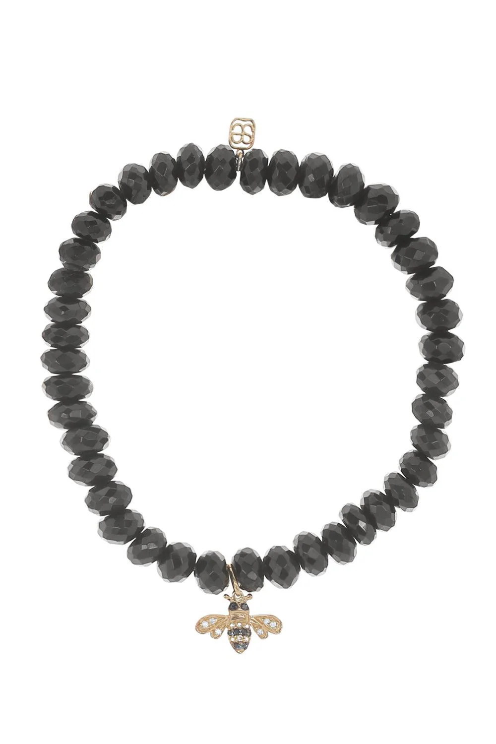 Small Bee Black Spinel Charm Bracelet