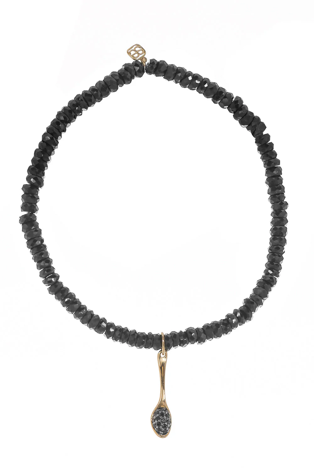 Small Caviar Spoon Black Spinel Charm Bracelet