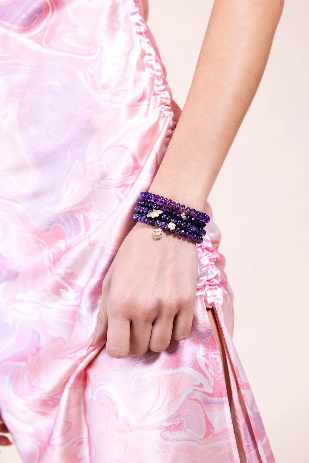 Small Celestial Moth Amethyst Charm Bracelet - Image 2