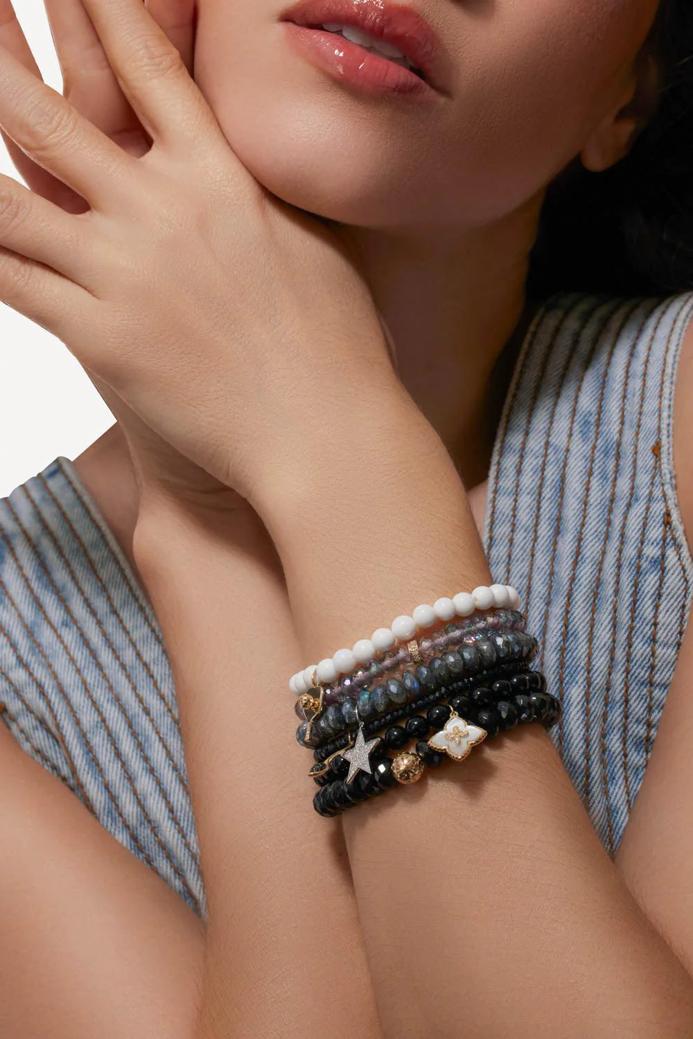 Small Moroccan Flower Onyx Charm Bracelet - Image 2