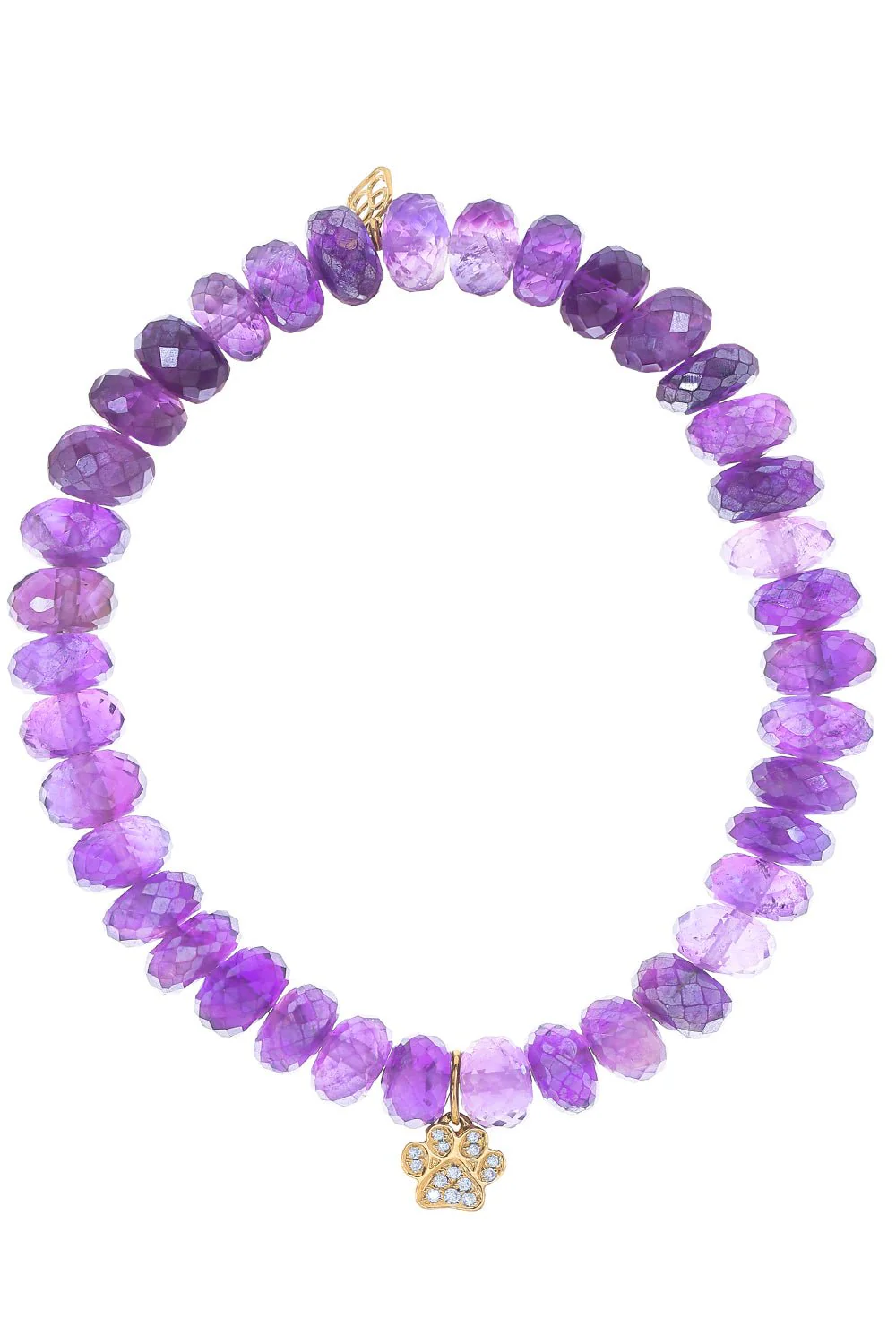Small Paw Amethyst Charm Bracelet