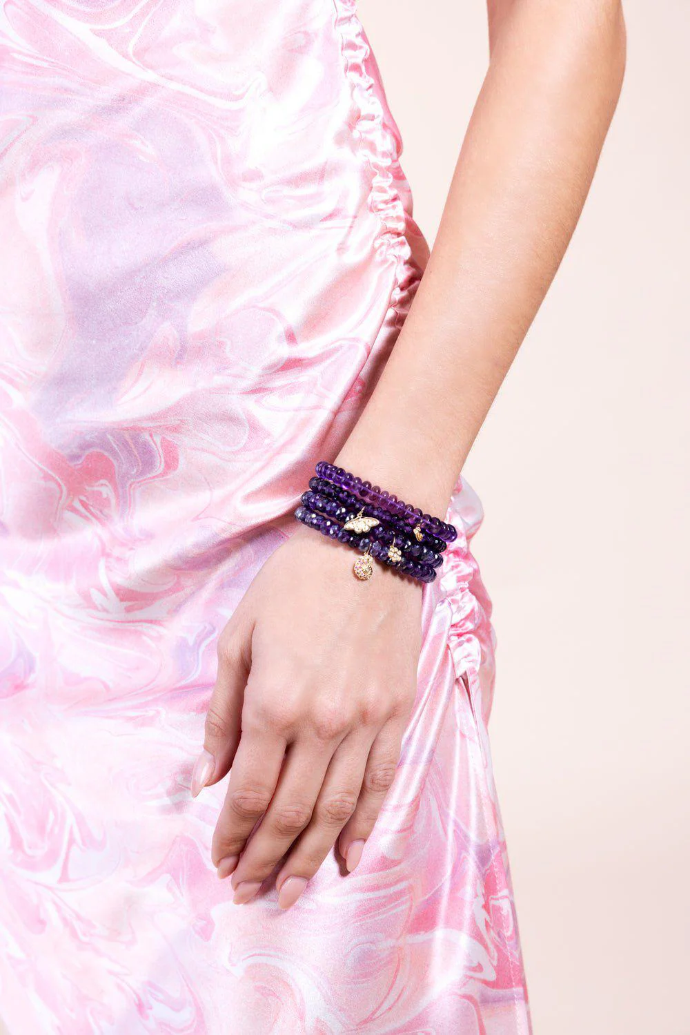 Small Paw Amethyst Charm Bracelet - Image 3