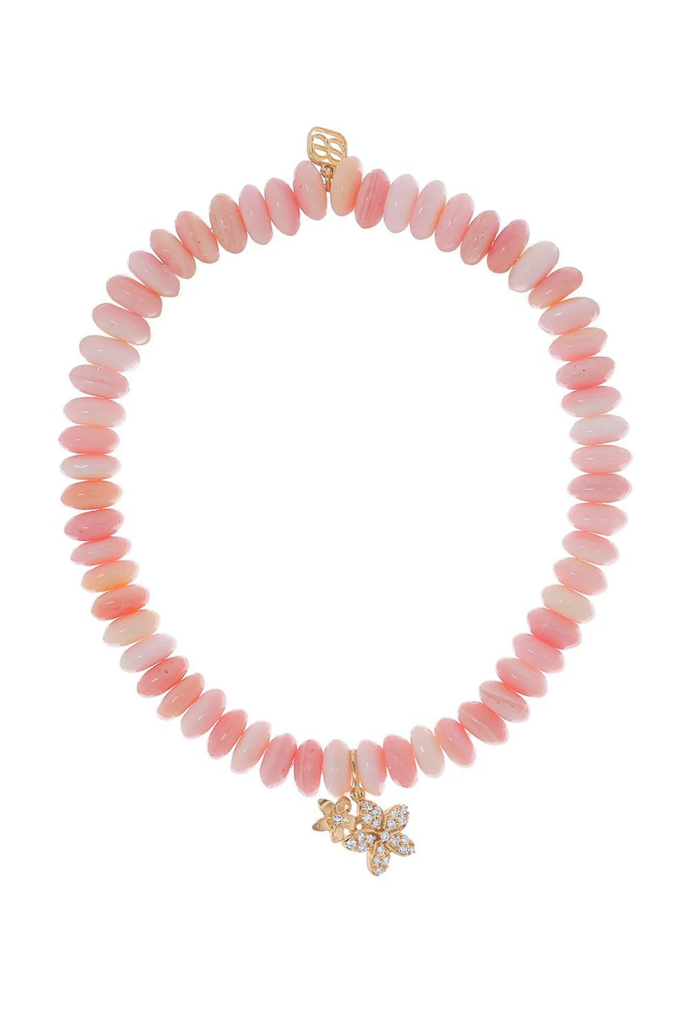 Small Plumeria Pink Conch Double Charm Bracelet