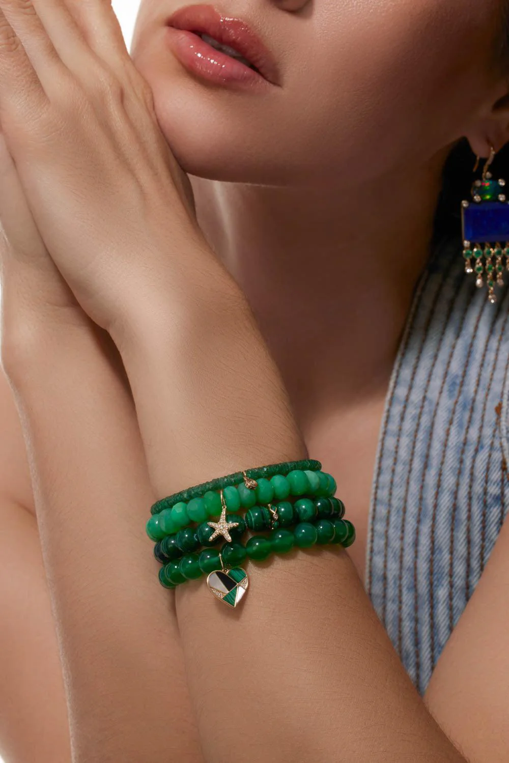 Small Starfish Chrysoprase Charm Bracelet - Image 3