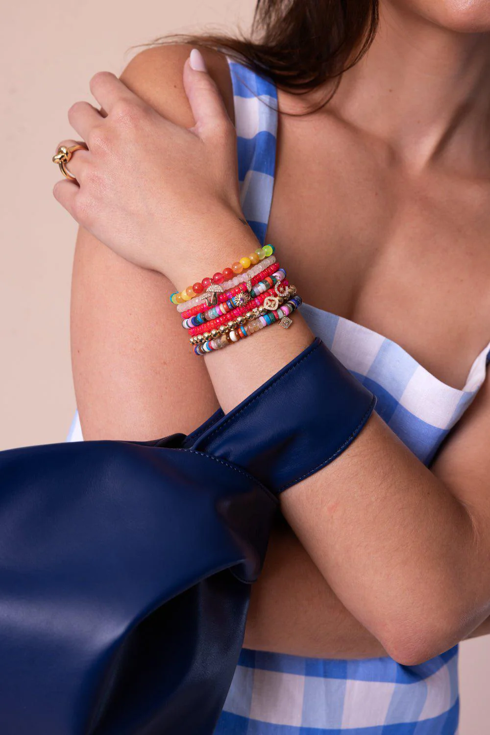 Starburst Horseshoe Rainbow Heishi Charm Bracelet - Image 4
