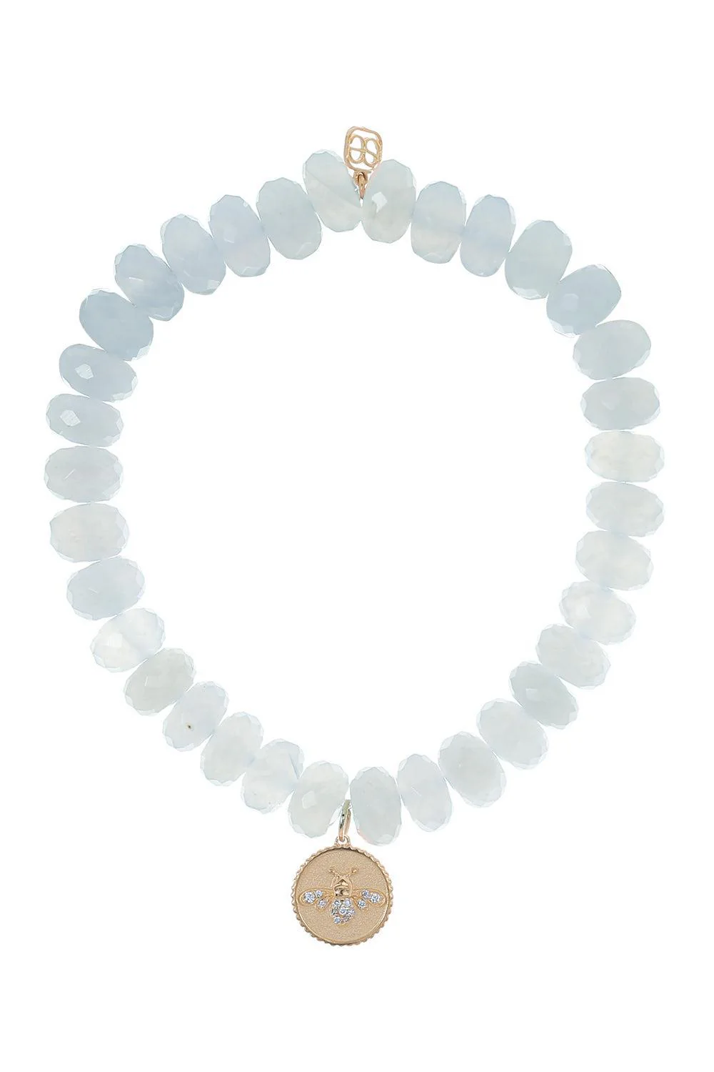 Tiny Bee Coin Chalcedony Charm Bracelet