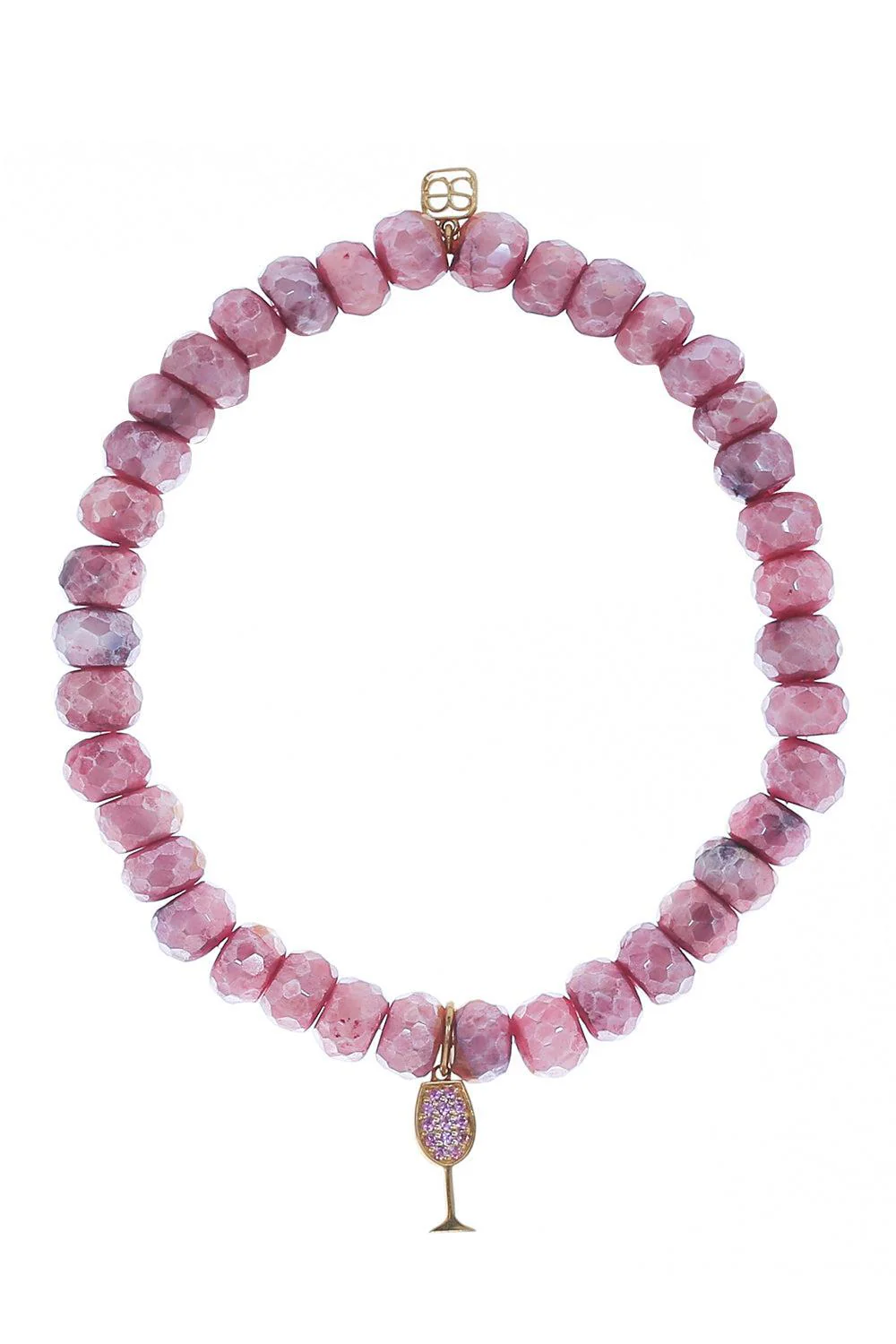 Tiny Wine Glass Red Moonstone Charm Bracelet