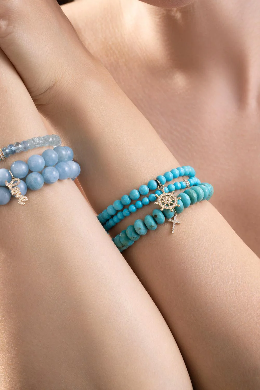 Turquoise Small Cross Charm Bracelet - Image 4