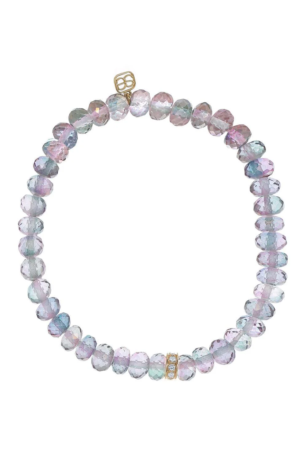 Wheel Rondelle Rainbow Quartz Bead Bracelet