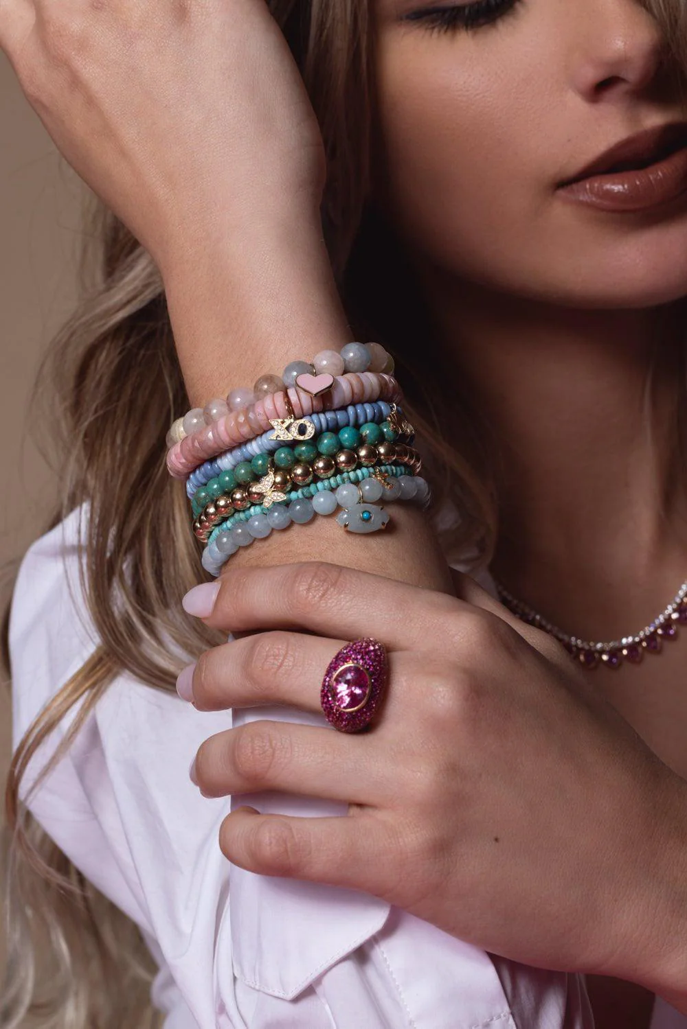 XO Pink Opal Charm Bracelet - Image 2